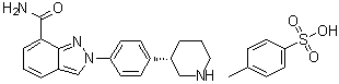 structure of CAS# 1038915-73-9, (3S)-3-[4-[7-(氨基羰基)-2H-吲唑-2-基]苯基]哌啶对甲苯磺酸盐