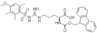 CAS 登录号：103897-66-1, N2-[(芴甲氧羰基]-N5-[亚氨基[[(4-甲氧基-2,3,5-三甲基苯基)磺酰基]氨基]甲基]-L-鸟氨酸