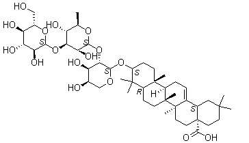 CAS # 103956-33-8, 3-[(O-beta-D-Glucopyranosyl-(1&rarr;3)-O-6-deoxy-alpha-L-mannopyranosyl-(1&rarr;2)-alpha-L-arabinopyranosyl)oxy]-olean-12-en-28-oic acid