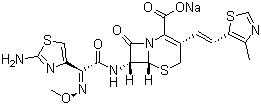 CAS # 104146-53-4, Cefditoren sodium, Cefditoren acid sodium salt, (6R-(3(Z),6alpha,7beta(Z)))-7-(((2-Amino-4-thiazolyl)(methoxyimino)acetyl)amino)-3-(2-(4-methyl-5-thiazolyl)ethenyl)-8-oxo-5-thia-1-azabicyclo[4.2.0]oct-2-ene-2-carboxylic acid monosodium salt