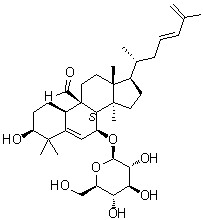 CAS # 1041631-93-9, Kuguaglycoside C, (3beta,7beta,9beta,10alpha,23E)-7-(beta-D-Glucopyranosyloxy)-3-hydroxy-19-norlanosta-5,23,25-triene-9-carboxaldehyde