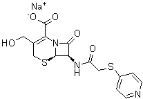 CAS # 104557-24-6, (6R-trans)-3-(Hydroxymethyl)-8-oxo-7-[[(4-pyridinylthio)acetyl]amino]-5-thia-1-azabicyclo[4.2.0]oct-2-ene-2-carboxylic acid monosodium salt