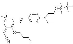 CAS 登录号：1048688-76-1, (2E)-2-[2-(丁硫基)-3-[(1E)-2-[4-[[2-[[(叔丁基)二甲基硅烷基]氧基]乙基]乙基氨基]苯基]乙烯基]-5,5-二甲基-2-环己烯-1-亚基]-乙腈