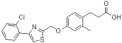 CAS 登录号：1050506-87-0, 4-[[4-(2-氯苯基)-2-噻唑基]甲氧基]-2-甲基苯丙酸