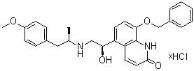 CAS # 1052689-06-1, 5-[(1R)-1-Hydroxy-2-[[(1R)-2-(4-methoxyphenyl)-1-methylethyl]amino]ethyl]-8-(phenylmethoxy)-2(1H)-quinolinone hydrochloride (1:?)