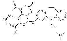 CAS # 1053632-53-3, Methyl (2R,3R,4R,5S,6R)-3,4,5-triacetyloxy-6-[[11-[3-(dimethylamino)propyl]-5,6-dihydrobenzo[b][1]benzazepin-3-yl]oxy]oxane-2-carboxylate