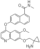 structure of CAS# 1058137-23-7, 6-[[7-[(1-氨基环丙基)甲氧基]-6-甲氧基-4-喹啉基]氧基]-N-甲基-1-萘甲酰胺