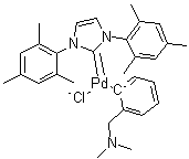structure of CAS# 1058661-78-1, 氯(1,3-二均三甲苯基咪唑-2-亚基)(N,N-二甲基苄基胺)钯(II)