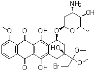 CAS # 106401-68-7, (8S,10S)-10-[(3-Amino-2,3,6-trideoxy-alpha-L-lyxo-hexopyranosyl)oxy]-8-(2-bromo-1,1-dimethoxyethyl)-7,8,9,10-tetrahydro-6,8,11-trihydroxy-1-methoxy-5,12-naphthacenedione