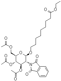 CAS 登录号：106445-23-2, 9-[[3,4,6-三-O-乙酰基-2-脱氧-2-(1,3-二氢-1,3-二氧代-2H-异吲哚-2-基)-beta-D-吡喃葡萄糖基]氧基]壬酸乙酯