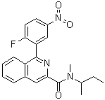 structure of CAS# 107257-28-3, 1-(2-Fluoro-5-nitrophenyl)-N-methyl-N-(1-methylpropyl)-3-isoquinolinecarboxamide