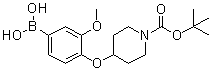structure of CAS# 1072946-30-5, 4-(4-硼酸基-2-甲氧基苯氧基)-1-哌啶羧酸叔丁酯