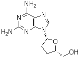 structure of CAS# 107550-73-2, 2,6-二氨基-2',3'-二脱氧嘌呤-9-呋喃核糖苷