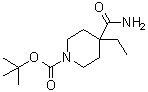 structure of CAS# 1082768-73-7, 4-(Aminocarbonyl)-4-ethyl-1-piperidinecarboxylic acid 1,1-dimethylethyl ester
