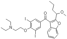 structure of CAS# 1087223-70-8, [4-[2-(Diethylamino)ethoxy]-3,5-diiodophenyl][2-(1-methoxybutyl)-3-benzofuranyl]methanone