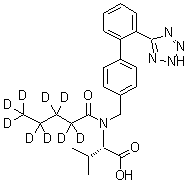 CAS # 1089736-73-1, N-(1-Oxopentyl-2,2,3,3,4,4,5,5,5-d<sub>9</sub>)-N-[[2'-(2H-tetrazol-5-yl)[1,1'-biphenyl]-4-yl]methyl]-L-valine
