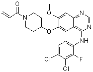 CAS 登录号：1092364-38-9, 1-[4-[[4-[(3,4-二氯-2-氟苯基)氨基]-7-甲氧基-6-喹唑啉基]氧基]-1-哌啶基]-2-丙烯-1-酮