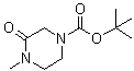 structure of CAS# 109384-26-1, 4-Methyl-3-oxo-1-piperazinecarboxylic acid 1,1-dimethylethyl ester
