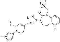 structure of CAS# 1093978-89-2, 6-氟-1,3,4,5-四氢-3-[4-[3-甲氧基-4-(4-甲基-1H-咪唑-1-基)苯基]-1H-1,2,3-三唑-1-基]-1-(2,2,2-三氟乙基)-2H-1-苯并氮杂卓-2-酮