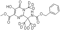 CAS 登录号：1100750-74-0, 2-[2-(苄氧基羰基氨基)-(1,3-D6-丙烷)-2-基]-5-羟基-1-(甲基-D3)-6-氧代-1,6-二氢嘧啶-4-甲酸甲酯