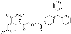 structure of CAS# 1103926-82-4, 2-[2-[2-(4-二苯甲基哌嗪-1-基)-2-氧代乙氧基]乙酰氨基]-5-氯苯甲酸钠盐