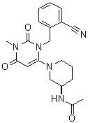 CAS 登录号：1108731-49-2, N-[(3R)-1-[3-[(2-氰基苯基)甲基]-1,2,3,6-四氢-1-甲基-2,6-二氧代-4-嘧啶基]-3-哌啶基]乙酰胺