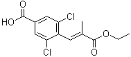 structure of CAS# 1110767-89-9, 3,5-二氯-4-[(1E)-3-乙氧基-2-甲基-3-氧代-1-丙烯-1-基]苯甲酸