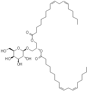 structure of CAS# 111187-15-6, (2R)-2,3-二[[(9Z,12Z)-1-氧代-9,12-十八碳二烯-1-基]氧基]丙基 beta-D-吡喃半乳糖苷