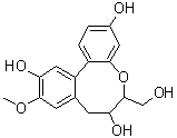 structure of CAS# 111830-77-4, 7,8-二氢-6-(羟基甲基)-10-甲氧基-6H-二苯并[b,d]氧杂环辛三烯-3,7,11-三醇立体异构体混合物