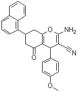 structure of CAS# 1118460-77-7, 2-Amino-5,6,7,8-tetrahydro-4-(4-methoxyphenyl)-7-(1-naphthalenyl)-5-oxo-4H-1-benzopyran-3-carbonitrile