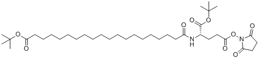 CAS # 1119061-72-1, (S)-2-(19-tert-butoxycarbonylnonadecanoylamino)pentanedioic acid 1-tert-butyl ester 5-(2,5-dioxopyrrolidin-1-yl) ester, 1-O-tert-butyl 5-O-(2,5-dioxopyrrolidin-1-yl) (2S)-2-[[20-[(2-methylpropan-2-yl)oxy]-20-oxoicosanoyl]amino]pentanedioate