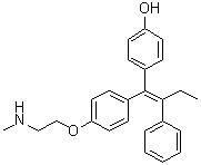CAS # 112093-28-4, Endoxifen, 4-[(1Z)-1-[4-[2-(Methylamino)ethoxy]phenyl]-2-phenyl-1-buten-1-yl]phenol, 4-Hydroxy-N-desmethyltamoxifen, N-Desmethyl-4-hydroxytamoxifen