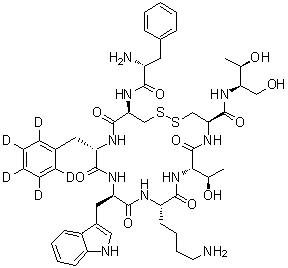 CAS # 1134880-79-7, D-Phenylalanyl-L-cysteinyl-L-phenylalanyl-2,3,4,5,6-d<sub>5</sub>-D-tryptophyl-L-lysyl-L-threonyl-N-[(1R,2R)-2-hydroxy-1-(hydroxymethyl)propyl]-L-cysteinamide cyclic (2→7)-disulfide