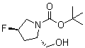 structure of CAS# 1138324-48-7, (2S,4R)-4-Fluoro-2-hydroxymethyl-pyrrolidine-1-carboxylic acid tert-butyl ester