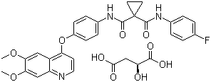 CAS # 1140909-48-3, Cabozantinib (S)-malate, (2S)-2-Hydroxybutanedioic acid compd. with N-[4-[(6,7-dimethoxy-4-quinolinyl)oxy]phenyl]-N'-(4-fluorophenyl)-1,1-cyclopropanedicarboxamide (1:1)