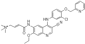 CAS # 1144516-18-6, (2E)-4-[[4-[[3-Chloro-4-(2-pyridinylmethoxy)phenyl]amino]-3-cyano-7-ethoxy-6-quinolinyl]amino]-N,N,N-trimethyl-4-oxo-2-buten-1-aminium