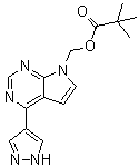 structure of CAS# 1146629-77-7, [4-(1H-Pyrazol-4-yl)-7H-pyrrolo[2,3-d]pyrimidin-7-yl]methyl pivalate
