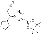 structure of CAS# 1146629-84-6, (betaR)-beta-Cyclopentyl-4-(4,4,5,5-tetramethyl-1,3,2-dioxaborolan-2-yl)-1H-pyrazole-1-propanenitrile