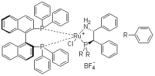 structure of CAS# 1150316-02-1, [(S)-2,2'-双(二苯基膦)-1,1'-联萘][(1S,2S)-2-(二苯基膦)-1,2-二苯基乙胺]氯化钌四氟硼酸盐