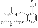 structure of CAS# 1150560-54-5, 1-[[2-Fluoro-6-(trifluoromethyl)phenyl]methyl]-5-iodo-6-methyl-2,4(1H,3H)-pyrimidinedione