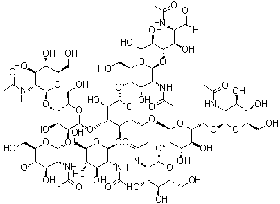 CAS # 115403-70-8, O-2-(Acetylamino)-2-deoxy-alpha-D-glucopyranosyl-(1→2)-O-[2-(acetylamino)-2-deoxy-beta-D-glucopyranosyl-(1→4)]-O-alpha-D-mannopyranosyl-(1→3)-O-[2-(acetylamino)-2-deoxy-beta-D-glucopyranosyl-(1→4)]-O-[O-2-(acetylamino)-2-deoxy-beta-D-glucopyranosyl-(1→2)-O-[2-(acetylamino)-2-deoxy-beta-D-glucopyranosyl-(1→6)]-alpha-D-mannopyranosyl-(1→6)]-O-beta-D-mannopyranosyl-(1→4)-O-2-(acetylamino)-2-deoxy-beta-D-glucopyranosyl-(1→4)-2-(acetylamino)-2-deoxy-D-glucose