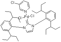 structure of CAS# 1158652-41-5, (SP-4-1)-[1,3-双[2,6-双(1-乙基丙基)苯基]-1,3-二氢-2H-咪唑-2-亚基]二氯(3-氯吡啶)钯