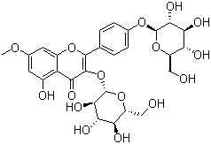 CAS # 116183-66-5, Complanatuside, 3-(beta-D-Glucopyranosyloxy)-2-[4-(beta-D-glucopyranosyloxy)phenyl]-5-hydroxy-7-methoxy-4H-1-benzopyran-4-one