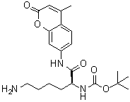 structure of CAS# 116883-12-6, [(1S)-5-Amino-1-[[(4-methyl-2-oxo-2H-1-benzopyran-7-yl)amino]carbonyl]pentyl]carbamic acid 1,1-dimethylethyl ester