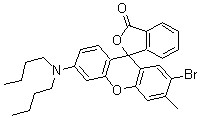 CAS # 117342-26-4, 3-Dibutylamino-6-methyl-7-bromofluoran, Vermilion DCF, 2'-Bromo-6'-(dibutylamino)-3'-methyl-spiro[isobenzofuran-1(3H),9'-[9H]xanthen]-3-one