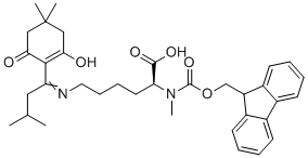 CAS # 1173996-67-2, (2S)-6-{[1-(4,4-dimethyl-2,6-dioxocyclohexylidene)-3-methylbutyl]amino}-2-({[(9H-fluoren-9-yl)methoxy]carbonyl}(methyl)amino)hexanoic acid, Fmoc-N-Me-Lys(ivDde)-OH