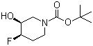 structure of CAS# 1174020-46-2, (3S,4R)-4-Fluoro-3-hydroxy-1-piperidinecarboxylic acid tert-butyl ester