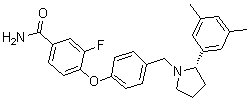 structure of CAS# 1174130-61-0, 4-[4-[[(2S)-2-(3,5-二甲基苯基)-1-吡咯烷基]甲基]苯氧基]-3-氟苯甲酰胺