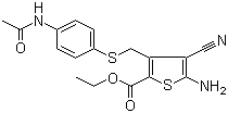 CAS # 1180837-73-3, 3-[[[4-(Acetylamino)phenyl]thio]methyl]-5-amino-4-cyano-2-thiophenecarboxylic acid ethyl ester
