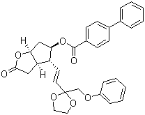 structure of CAS# 118392-79-3, 六氢-2-氧代-4-[2-[2-(苯氧基甲基)-1,3-二氧环戊-2-基]乙烯基]-2H-环戊并[b]呋喃-5-基 [1,1'-联苯]-4-甲酸酯